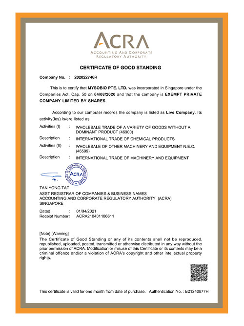 Certificate of good standing